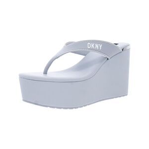 DKNY Womens Light Blue 2" Platform Trina Wedge Slip On Thong Sandals Shoes 10 M